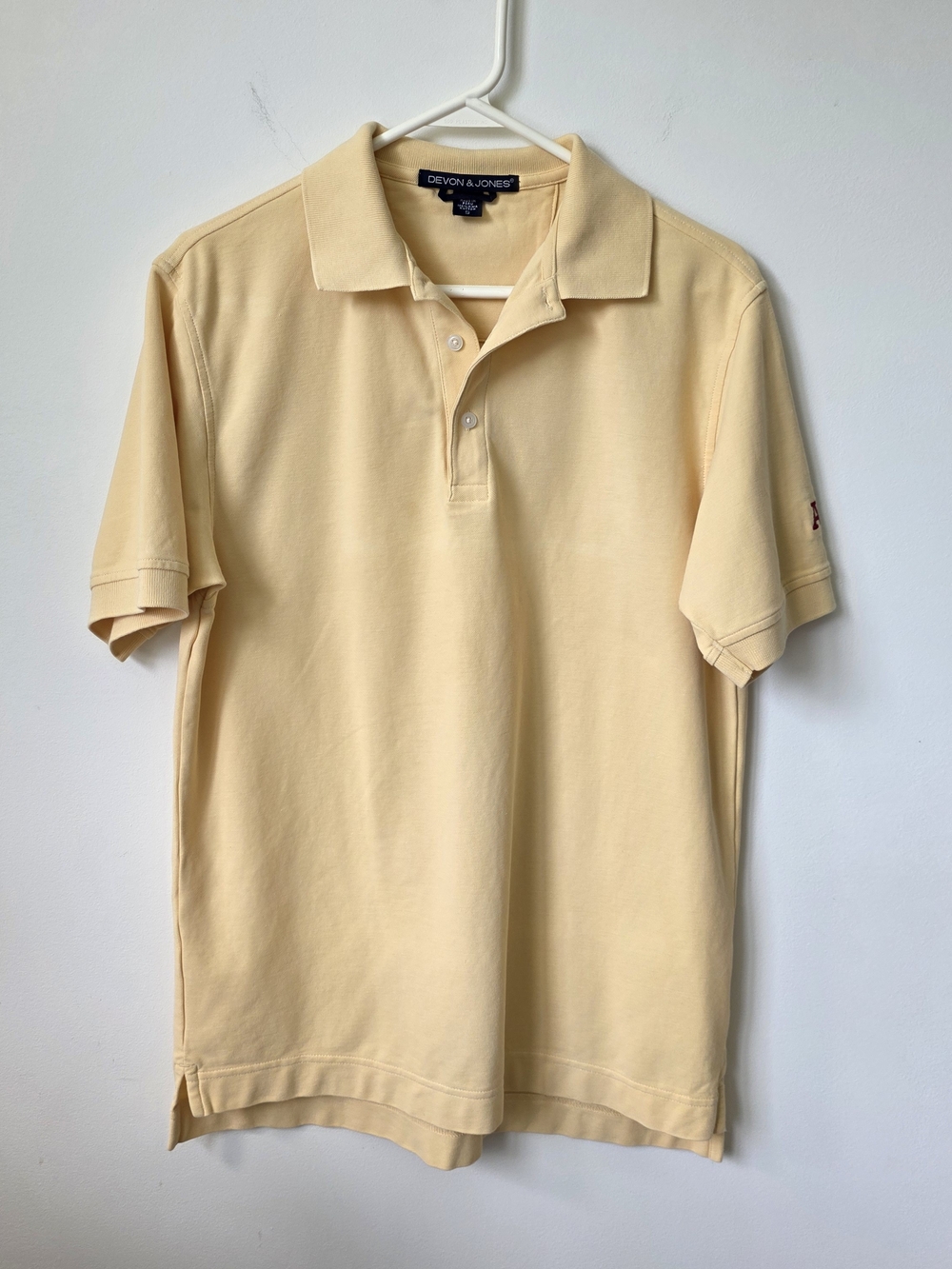 Devon & Jones Men's Yellow Polo Shirt 100% Pima Cotton Size S Golf Vacation 
